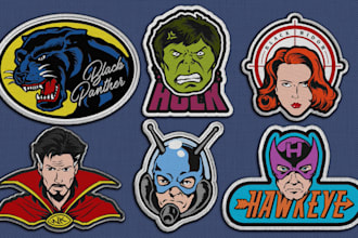 make sticker badge patch emblem in pop comic style