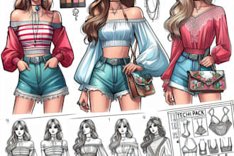 do fashion apparel tech pack technical flat sketch design