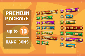 do minecraft rank icons pixel art game badges element design