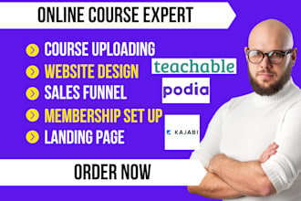 set up design migrate upload your online course on  kajabi thinkific teachable