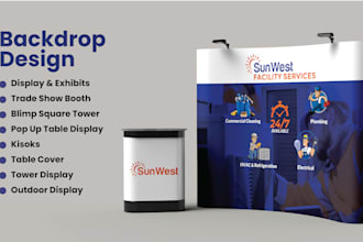 professionally design trade show booth, backdrop, canopy tent, flag