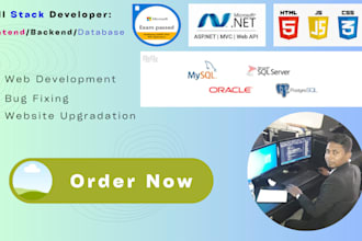 develop website c sharp asp dot net core,mvc, bug fixes, sql and mysql database