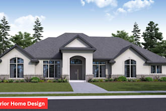 create an exterior home design rendering model with 3d rendering architecture