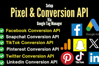 setup tiktok pixel,pinterest, snapchat, meta, linkedin conversion API by GTM
