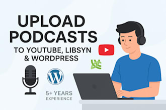 upload your podcast to libsyn, youtube,  and wordpress