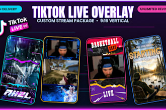 design a custom tiktok live stream overlay and stream package