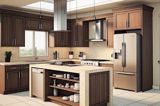 do 3d cgi bathroom, 3d kitchen design with realistic 3d rendering