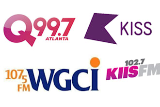 airplay your music and promote it randomly on q99, kiss, kiis, wgci radio
