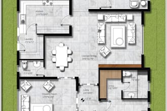 rende 2d floor plans, elevation and section in photoshop