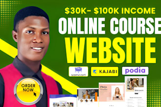 design your online course website, sales page on thinkific, kajabi or teachable