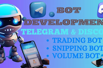 develop telegram trading bot, volume bot on solana, tron, ton