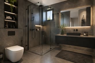 design photorealistic 3d bathroom render, 3d model interior