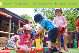 design kindergarten website, daycare website, childcare website, preschool