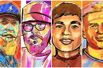 draw and paint you in stylized hand drawn portrait style