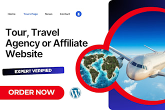 design a travel affiliate or travel agency website for your travel agency