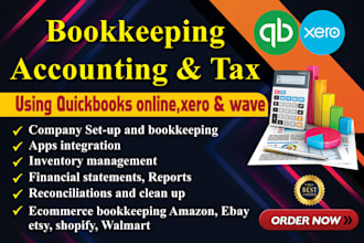 do ecommerce bookkeeping, accounting on quickbooks online, xero