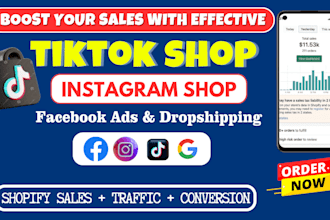setup tiktok shop ads, facebook ig shop and sync to shopify dropshipping store