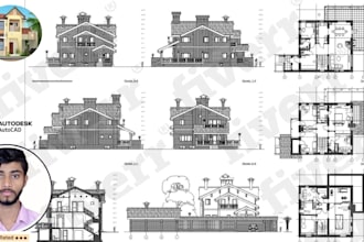 redesign architectural 2d floor plan for a house,  villa in revit autocad