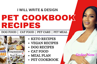 expertly write custom cookbook recipe, cat, dog cookbook recipe, pet care