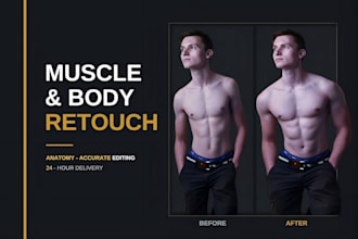 photoshop your body, add muscles, six pack abs, body slimming, and fat removal