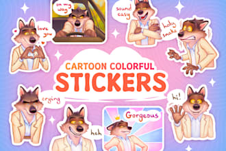 create cute cartoon stickers, icons, emotes and characters