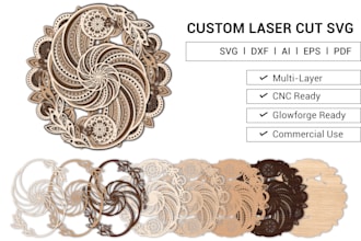 custom multi layered design mandala for laser cutting
