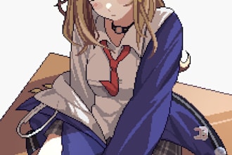 draw sfw pixel art character, sprite sheet with anime style