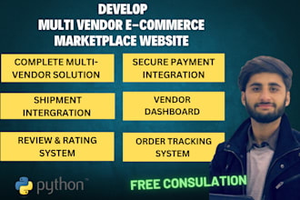 develop multi vendor ecommerce marketplace website using python django
