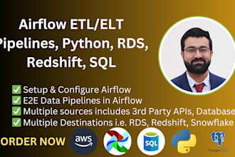 create airflow etl pipelines on AWS, python, rds, redshift