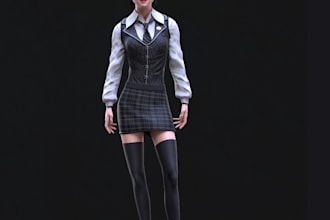 design skinny 3dschool girl or boy character,animate 3d,ue5 control rig,nsfw art