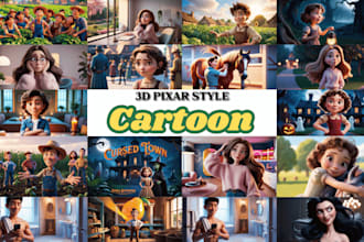 create 3d ai pixar style cartoon images using leonardo ai