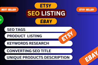 write ebay etsy SEO title tags product listing to rank and boost etsy ebay sales