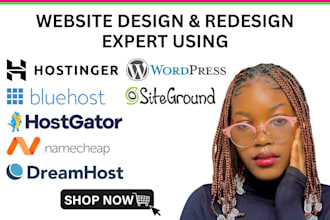 create wordpress website design on hostgator, dreamhost, namecheap, bluehost web