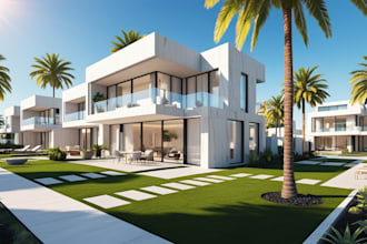 do 3d rendering architectural visualization for minimalist modern home exterior