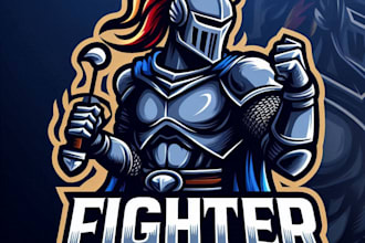 give fighter knight mascot logo design your company