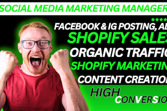 shopify social media marketing manager facebook instagram post content creator