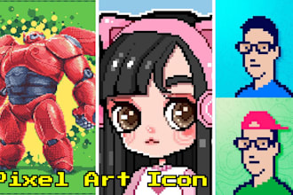 custom pixel art icon, pixel game assets, pixel portrait, pixel icon gif
