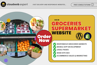 design grocery fresh fruit frozen food delivery restaurant supermarket website