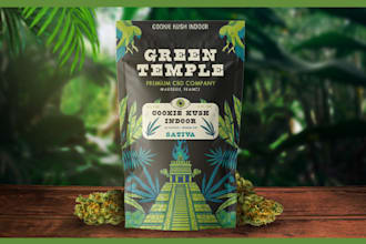 pouch label design, mylar bag, hemp label, amazon box design, food packaging