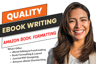 ghost write 30k ebook ghostwriter, amazon KDP book formatting, journal design