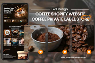 design private label coffee shopify store coffee website tea brand cafe shop