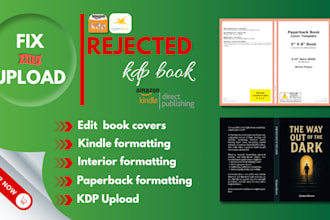 upload, edit, resize, fix rejected ebook cover book  on amazon KDP ingramspark
