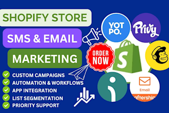 setup shopify email sms marketing privy mailchimp yotpo aftership klaviyo app