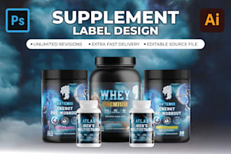 design premium label designs for protein powders, gummies, and supplements