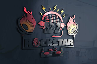design metal band , studio , rock, 3d and dj music logo