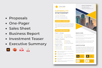 design company report executive summary investment teaser and business proposals