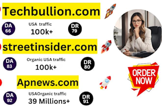 write plus publish article on techbullion,com streetinsider,com apnews,com