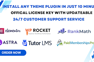 install elementor pro, astra pro , divi pro , amelia pro