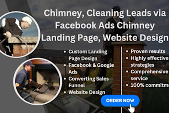 chimney, cleaning leads via facebook ads chimney landing page, website design