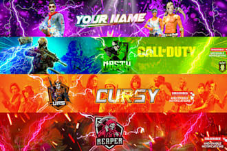 create linkedin, shopify, web, gaming, youtube and social media banner design